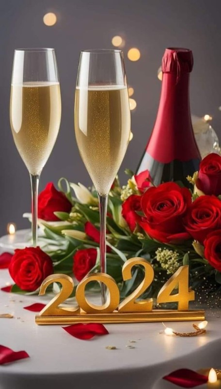 Create meme: happy new year, a gorgeous bouquet and champagne, a gorgeous birthday greeting