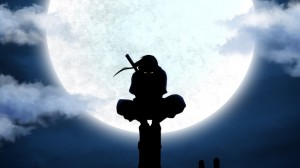 Create meme: Itachi on the background of the moon Wallpapers, Itachi on the moon