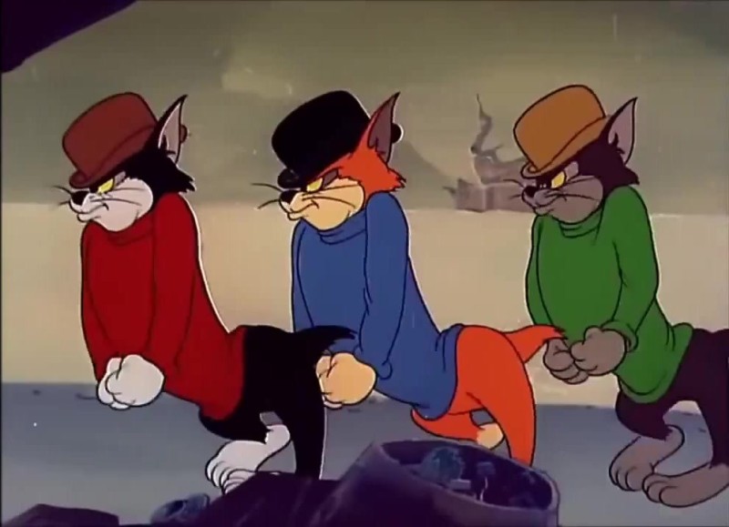 Create meme: Tom and Jerry mafia, Tom and Jerry cousin, Tom and Jerry are three bandit cats