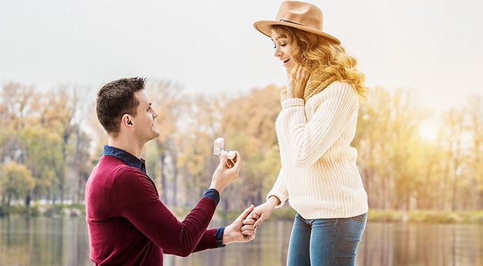 Create meme: female male, pair , a man proposes to a woman