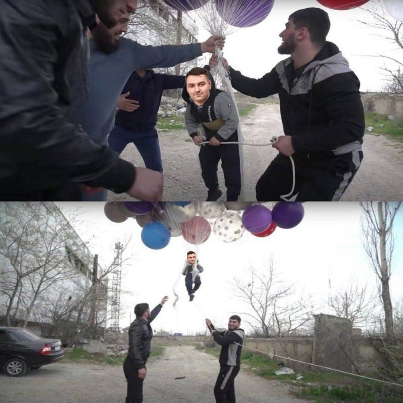 Create meme: guy , balloons, friends 