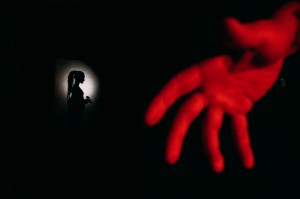 Create meme: a walk in the dark, darkness, aesthetic red hands