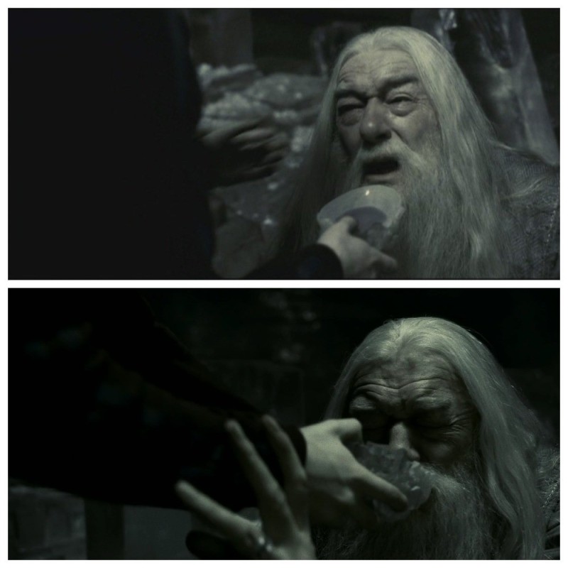 Create meme: Albus Dumbledore , Harry Potter and the half-blood Prince Dumbledore drinks, dumbledore harry potter