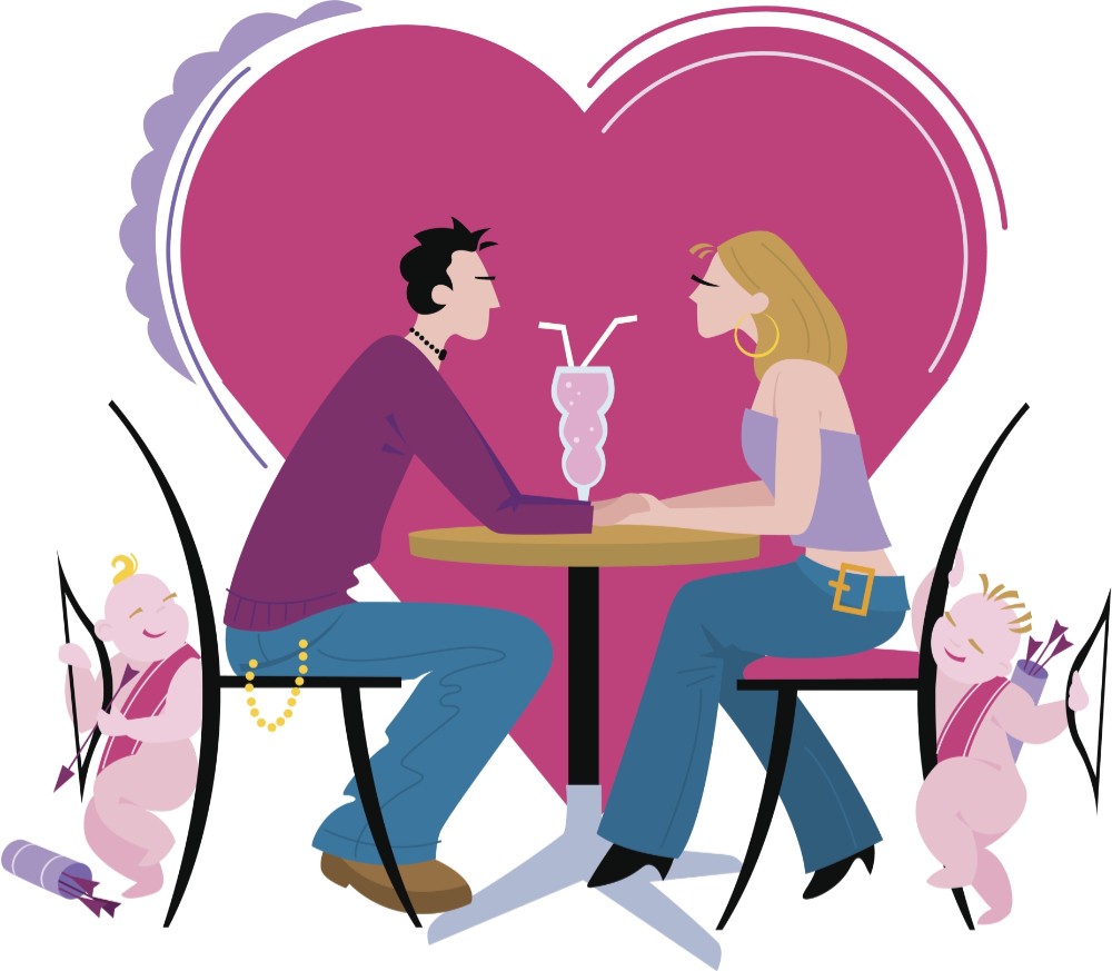 Создать мем: романтический ужин вектор, свидание, свидание в ресторане рисунок