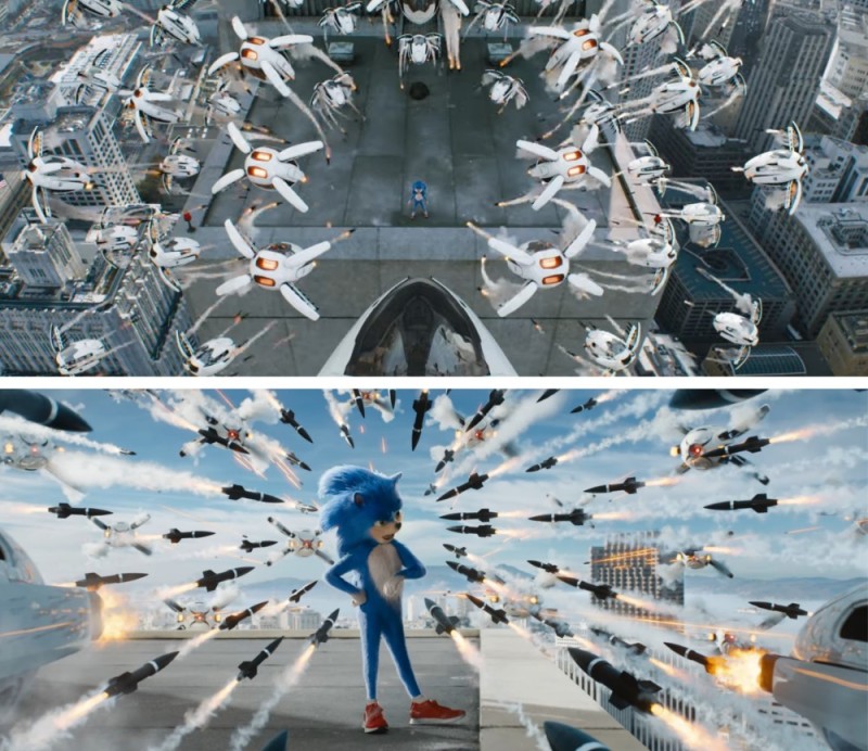 Create meme: sonic the hedgehog , sonic the hedgehog movie, Sonic in the movie robots