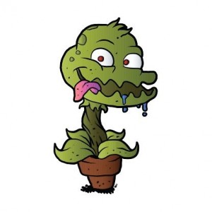 Создать мем: zombie vs plants, венерина мухоловка рисунок монстр, злой кактус