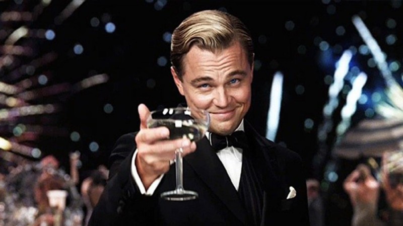 Create meme: Leonardo DiCaprio with a glass of, Leonardo DiCaprio the great Gatsby, leonardo dicaprio