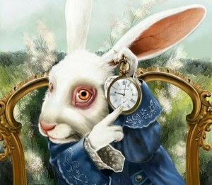 Create meme: Alice in Wonderland, rabbit clock Alice, rabbit from Alice in Wonderland