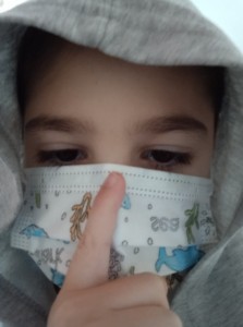 Create meme: kids, five-year-old boy, in a medical mask