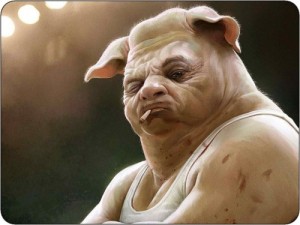 Create meme: Chimera people, pig, a Chimera of man and pigs
