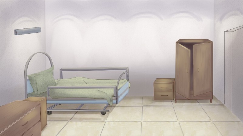 Создать мем: больничная палата аниме, аниме фон кровать, кровать в больнице