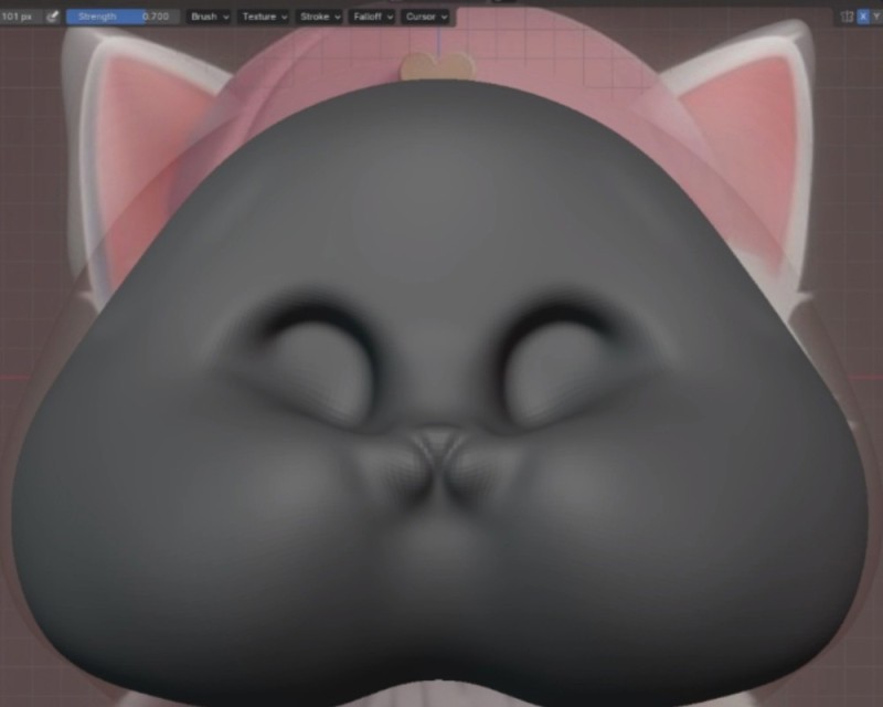 Create meme: 3d model of a cat's head, 3 d modeling , The cat's head is a 3D model