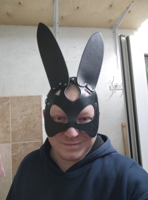 Create meme: bunny mask, hare mask, rabbit leather mask