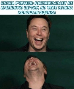 Create meme: Elon Musk, Elon musk laughs, the picture with the text