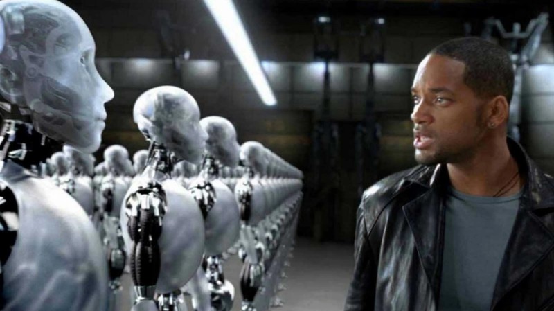 Create meme: Will Smith and the robot, robot , i robot 