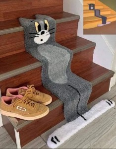 Create meme: carpet tom and jerry on the stairs, floor mats for stairs, tom's mat on the stairs