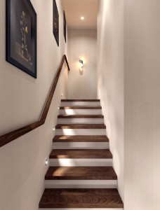 Create meme: wooden stairs, stairs between the walls, design ladder