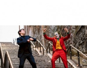 Create meme: Joker, Joker Joaquin Phoenix, the Joker is dancing on the stairs