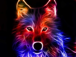 Create meme: rainbow wolf, neon wolf, wolf abstraction