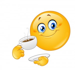 Создать мем: смайлик с кружкой чая, с добрым утром смайлики, доброе утро смайлики