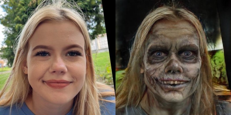 Create meme: girl , zombie makeup, zombies 