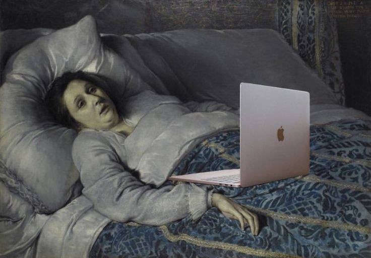 Create meme: a woman with eggs, oil painting , deathbed