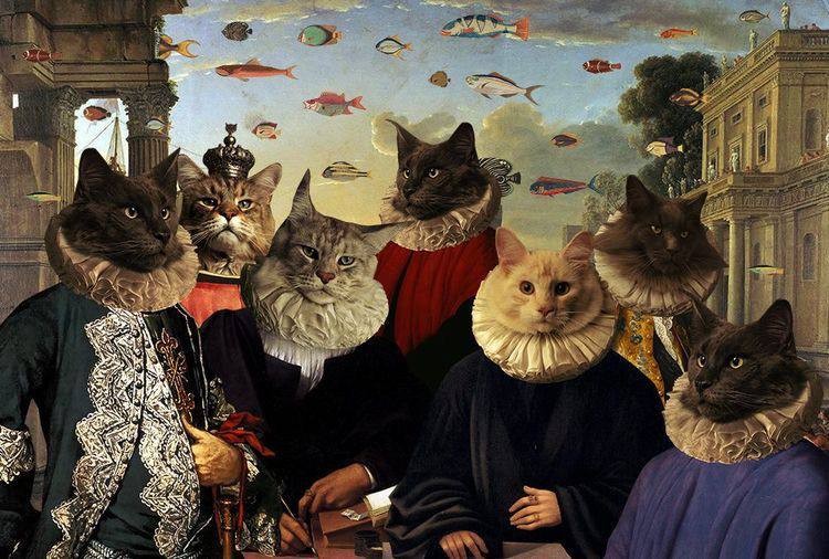 Создать мем: картина кошки, кошка, три кошки картина
