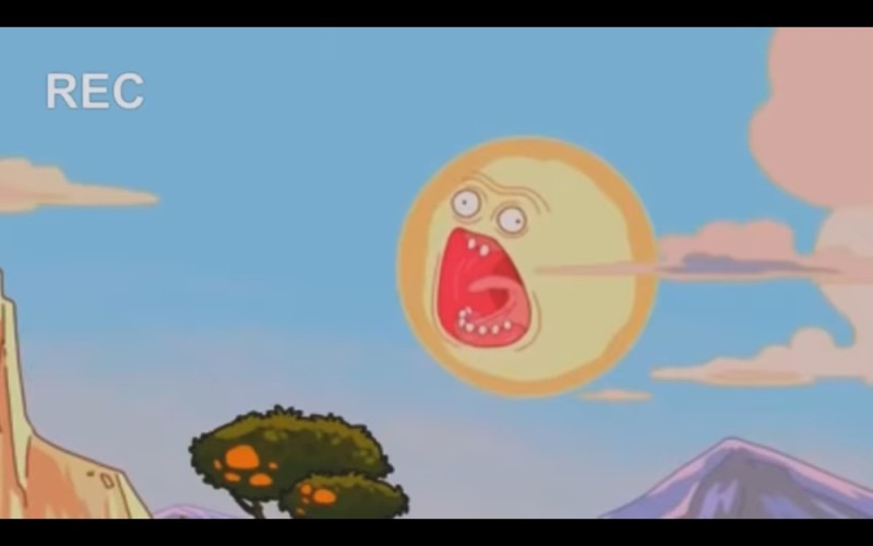 Create meme: screaming sun, anime, Rick and Morty the sun