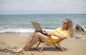 Create meme: on the beach, remote work