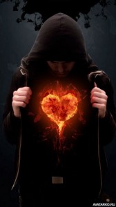 Создать мем: картинки с серцам поцана, fire heart, сердце горит у парня