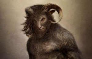 Создать мем: satyr, сатир козел, bipedal creature with a goat-like head