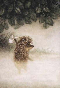 Create meme: hedgehog in the fog illustration, hedgehog in the fog, Norstein hedgehog in the fog