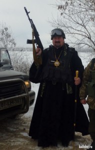 Create meme: battle priest, a priest with guns