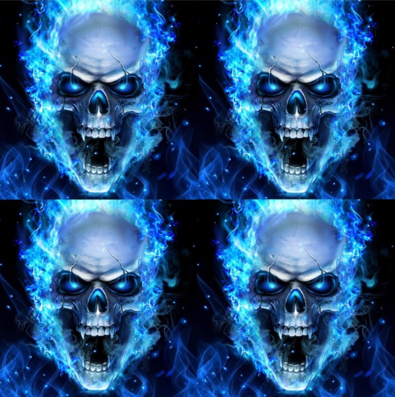 Создать мем: череп огненный, синий череп, крутые черепа