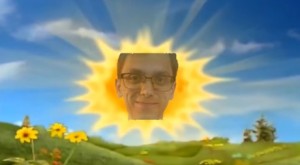 Создать мем: солнышко, солнышко встает, солнце из телепузиков