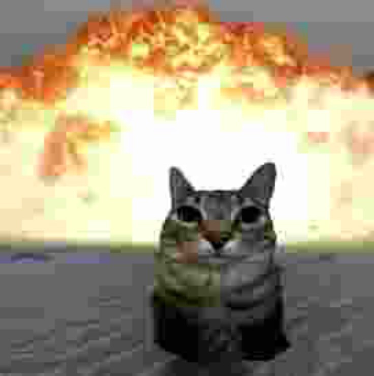 Создать мем: кот на фоне взрыва мем, котик взрыв, котик на фоне взрыва