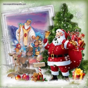 Create meme: navidad, Santa with accordion lapa house, christmas tree