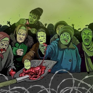 Создать мем: зомби рисунок, зомби зомби, zombie horde art