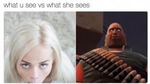 Создать мем: what he sees vs what she sees, what you see what she sees, что видишь ты что видит она мем