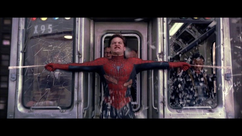 Create meme: spider-man stops the train, spider-man train, spider-man 