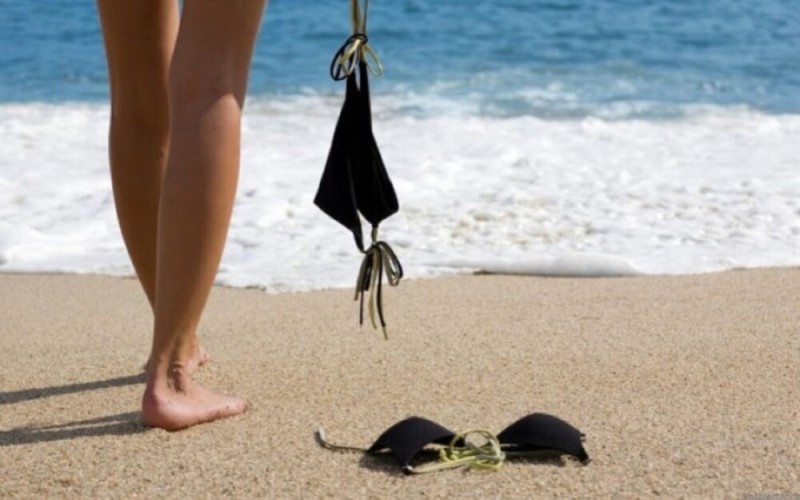 Create meme: To the beach, beach nudists, the girl is free