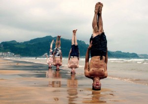Create meme: headstand, yoga