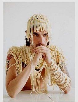 Create meme: people with noodles on the ears, to hang noodles on the ears, meme noodles on the ears 