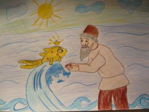 Создать мем: рисунки к сказке пушкина сказка о рыбаке и рыбке, рисунок сказка о рыбаке и рыбке, иллюстрация к сказке а.с.пушкина "сказке о рыбаке и рыбке" рисунок