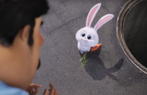 Создать мем: белый кролик из мультика тайная жизнь, зайчик с морковкой из мультфильма тайная жизнь, кролик снежок