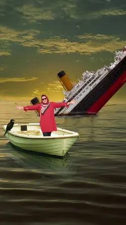 Create meme: The Titanic is sinking, on the Titanic, Titanic side view