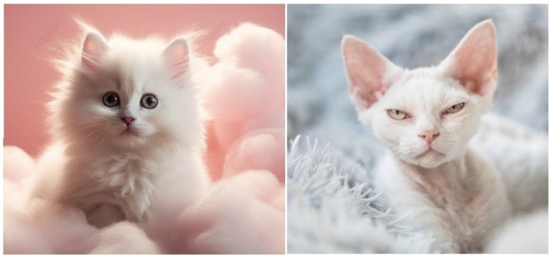 Создать мем: котик розовый, кошечка, белая кошка