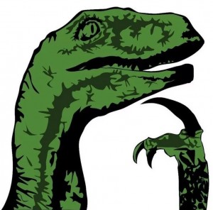 Создать мем: динозавр философ, раптор хамелеон, мем динозавр