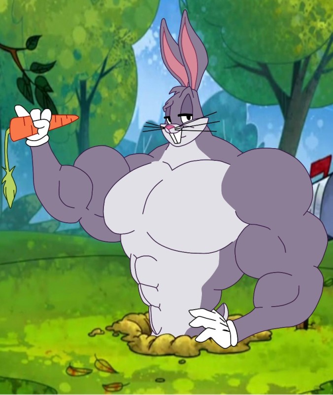 Создать мем: кролик качок, накаченный заяц, багз банни кролик