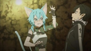 Create meme: sword art online sinon, Sao sinon with ears GIF, sinon and kirito GIF